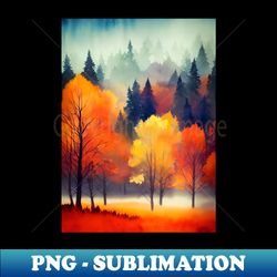 colorful autumn landscape watercolor 24 - elegant sublimation png download - capture imagination with every detail