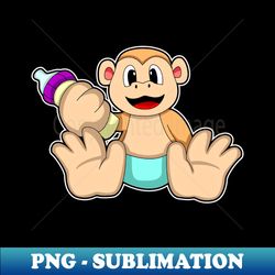 Baby Monkey with Bottle - PNG Transparent Sublimation File - Create with Confidence