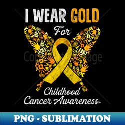 Childhood Cancer Awareness Ribbon Yellow Butterfly - Instant Sublimation Digital Download - Perfect for Personalization