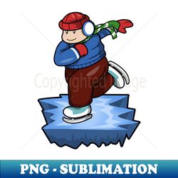 ice skater with sweater scarf and hat - stylish sublimation digital download - add a festive touch to every day