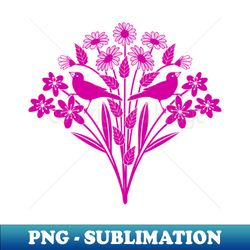 Birds perched on wildflowers - Decorative Sublimation PNG File - Boost Your Success with this Inspirational PNG Download