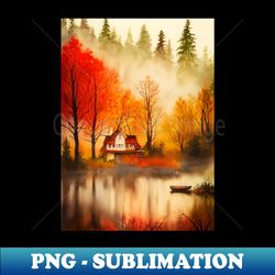 colorful autumn landscape watercolor 37 - modern sublimation png file - unleash your inner rebellion