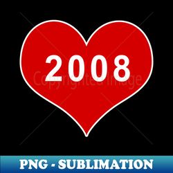 2008 Red Love Heart - Instant Sublimation Digital Download - Enhance Your Apparel with Stunning Detail