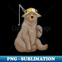 Bear at Fishing with Fishing rod - PNG Transparent Sublimation File - Stunning Sublimation Graphics