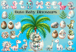 Cute baby Watercolor dinosaurs clipart,Dino Clipart,Prehistoric Animals,Baby Room Decor, Dinosaur Illustrations