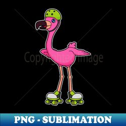 Flamingo as Skater with Roller skates  Helmet - Artistic Sublimation Digital File - Vibrant and Eye-Catching Typography