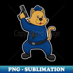Cat as Police officer with Gun - Sublimation-Ready PNG File - Add a Festive Touch to Every Day