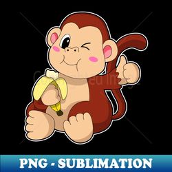 Baby Monkey with Banana - Aesthetic Sublimation Digital File - Instantly Transform Your Sublimation Projects