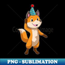 fox at party with party hat - retro png sublimation digital download - unleash your creativity
