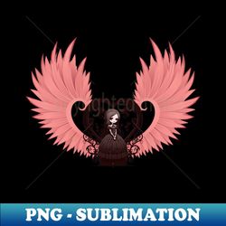 Chibi Goth Valentine Vampire Girl with Wings - Special Edition Sublimation PNG File - Vibrant and Eye-Catching Typography
