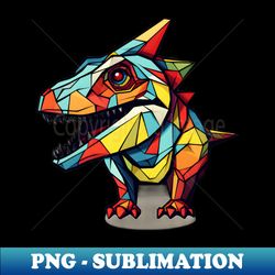baby t-rex stained glass art design - decorative sublimation png file - enhance your apparel with stunning detail