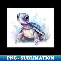 inked watercolor baby sea turtle artwork - artistic sublimation digital file - stunning sublimation graphics