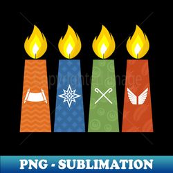four advent candles lit in anticipation of the birth of jesus christ - creative sublimation png download - instantly transform your sublimation projects