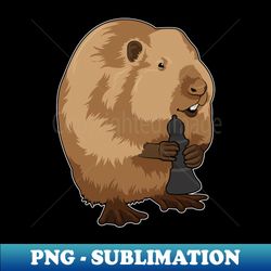 Beaver at Chess with Chess piece Bishop - Aesthetic Sublimation Digital File - Bold & Eye-catching