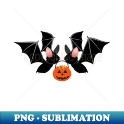 halloween bats with pumpkin candy buckets - unique sublimation png download - capture imagination with every detail