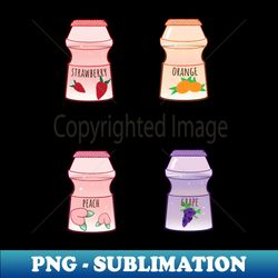 Cute strawberry orange peach grape yoghurt drinks - Premium PNG Sublimation File - Perfect for Sublimation Art