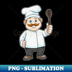chef with chefs hat  soup spoon - modern sublimation png file - add a festive touch to every day