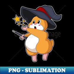 Hamster as Wizard with Magic wand - Artistic Sublimation Digital File - Vibrant and Eye-Catching Typography