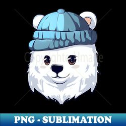 Cozy Companion Cute Polar Bear in a Warm Winter Hat - Elegant Sublimation PNG Download - Defying the Norms