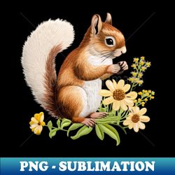 A squirrel with daisy flower - Modern Sublimation PNG File - Stunning Sublimation Graphics