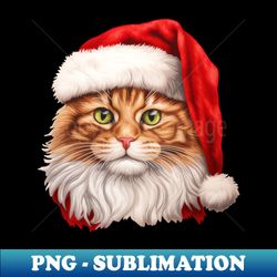 christmas santa cat with red hat - special edition sublimation png file - fashionable and fearless