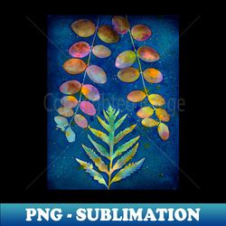 Botanical cyanotype and watercolor - Creative Sublimation PNG Download - Bold & Eye-catching