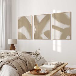 Modern Neutral Gallery Wall Art Set of 3 Abstract Art Neutral Beige Prints Minimal Bedroom Decor Modern Living Room Art