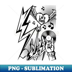 Black And White Simple Lets Rock Music - Stylish Sublimation Digital Download - Perfect for Creative Projects