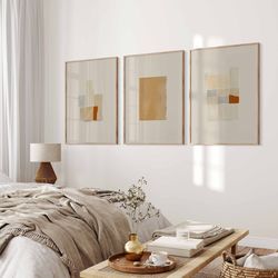 Modern Neutral Gallery Wall Art Set of 3 Abstract Bedroom Prints Printable Abstract Minimal Art Modern Print