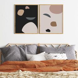 Modern Shapes Abstract Geometric Wall Art Printable Art Organic Shapes Wall Art Set of 2 Poster Nursery Decor Bedroom Pr
