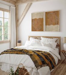 Modern Simple Earth Tone Wall Art, Set of 2 Abstract Art, Minimalistic Bedroom Decor, 2 Piece Wall Art Rust Poster Set T