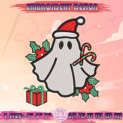 Spooky Christmas Embroidery Design, Christmas Ghost Embroidery, Halloween Christmas Embroidery, Machine Embroidery Designs