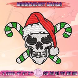 skull santa hat embroidery design, christmas skull embroidery, spooky christmas embroidery, halloween christmas embroidery designs