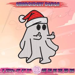 Christmas Ghost Middle Finger Embroidery Design, Xmas Ghost Embroidery, Spooky Christmas Embroidery, Halloween Christmas Embroidery Designs