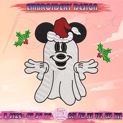Christmas Mickey Ghost Embroidery Design, Spooky Christmas Embroidery, Halloween Christmas Embroidery, Machine Embroidery Designs