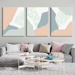 Neutral 3 piece wall art print Minimalist poster Bedroom modern wall decor Abstract pink extra large framed canvas Livin