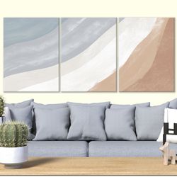 Neutral 3 piece wall art Minimalist poster Bedroom modern wall decor Abstract beige extra large framed canvas Living roo