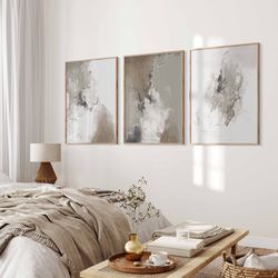 Neutral Modern Abstract Gallery Wall Art Set of 3 Beige Neutral Nordic Prints Simple Abstract Art Modern Abstract Art Ne