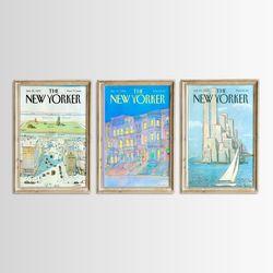 New Yorker Magazine Cover Poster Set Of 3, Trendy Wall Art, PRINTABLE, New Yorker Prints, Cityscape Colorful Poster, NW3
