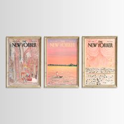 New Yorker Magazine Cover Set Of Three, New Yorker Prints, PRINTABLE, New Yorker Posters, Vintage Paintings Decor, NW3-0