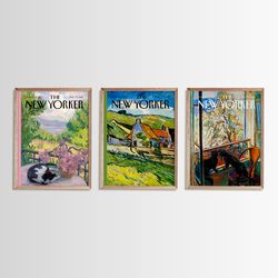 New Yorker Magazine Cover Set Of Three, New Yorker Prints, PRINTABLE, New Yorker Posters, Vintage Paintings Decor, NW3-0