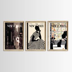 New Yorker Posters Set of Three, Set Of 3, Triple New Yorker Decor, PRINTABLE, New Yorker Prints, New Yorker Paint, NW3-