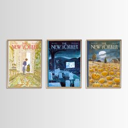 New Yorker Print Set Of 3, Halloween Poster, Halloween Gift Set Of Three, Halloween Decor, New Yorker Print, Halloween U