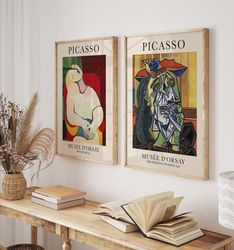 Pablo Picasso Prints Set of 2, Picasso Museum Poster Art, Mid Century Modern Wall Art, Picasso Cubism Art Exhibition, Pi