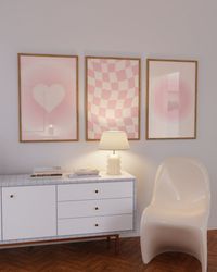 Pastel Pink Set of 3 Posters, Pink Aesthetic Prints Set of 3, Pink Girly Room Decor, Baby Pink 3 Piece Wall Art, Blush P