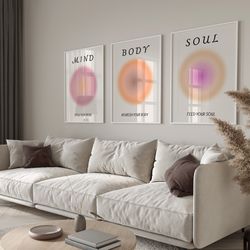 Positive Aura Posters Set Of 3, Gradient Print, Spiritual Art, Grainy Gradient, Printable Wall Art, Colourful Aura Poste