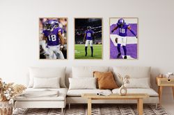 Justin Jefferson Poster, Justin Jefferson Set of 3 Posters, NFL Poster, Football Poster, Sports Poster, Aesthetic Poster