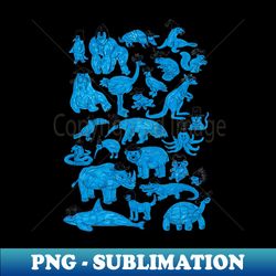 Blue Animals Black Hats - Elegant Sublimation PNG Download - Unlock Vibrant Sublimation Designs