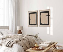 Set of 2 Modern Beige Pastel Minimalistic Modern Wall Art Print, Neutral Tones Home Decor, Abstract Light Brown Organic