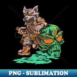 a short wolf with a bad face but not scary that apparently annihilated a very big and bad alien Retro Vintage Comic - Premium Sublimation Digital Download - Create with Confidence